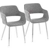 Margarite Dining Accent Chair in Chrome & Grey Fabric (Set of 2)